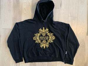 Versace Jeans Couture Black Gold Baroque Logo Hoodie Size XXL